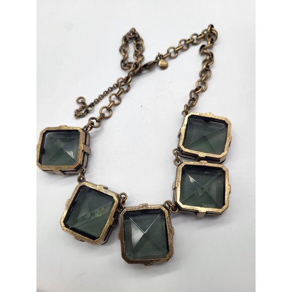 J. Crew Chunky Black Smoky Gray Square Acrylic Faceted Statement Bib Necklace - Picture 7 of 7